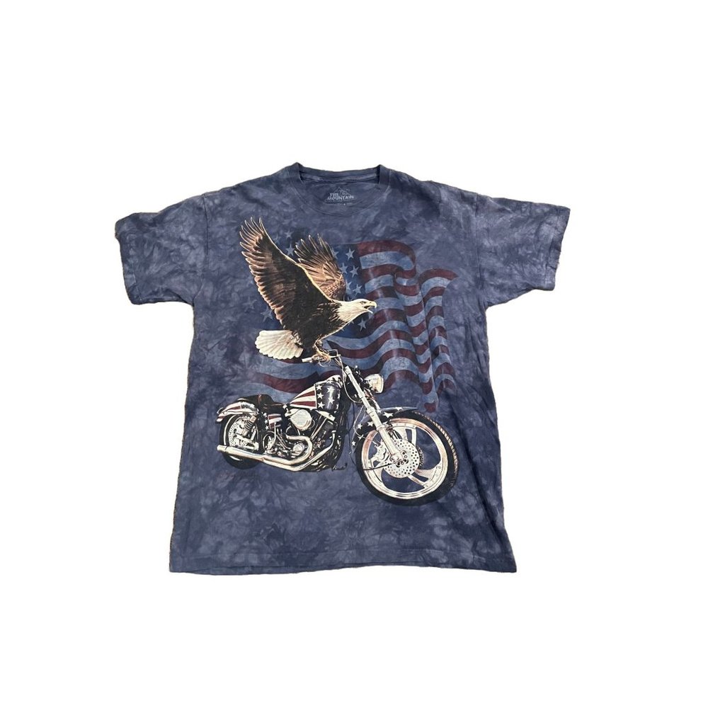 Vintage Rare The Mountain USA Eagle Motorcycle Shirt Tye die